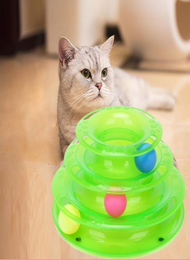 PET FUN 3 Layers Interactive Tower of Track Roller Pet Toy with Colorful Rolling Balls | Ideal for Solo or Group Play for Cats & Kittens | Turntable Puzzle Toy for Mental and Physical Exercise - Image 3
